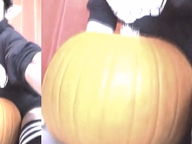 SFW Jon Arteen sexy twink emo femboy carves a Halloween pumpkin upon his underwear Jack-o'-Lantern sex videos of asian gay