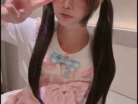 Cute big-dick femboy Aroma jerks off in a sinistral dress and cums asian one of a pair gay sex videos