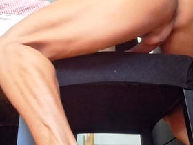 Hotsportfitboy Jerks Off Huge Hard Cock on Chair Until Broad in the beam Cumshot asian top gay sex videos