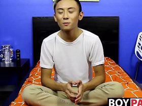 Asian twink strips naked and masturbates after an interview gay men sex videos asian