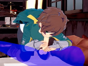 KonoSuba Yaoi - Kazuma blowjob surrounding cum in his mouth - Japanese Asian Manga anime game porn gay asian comrades gay sex videos