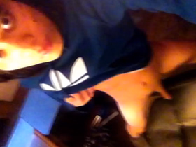 Teen twink with cute face, emo haircut, wearing blue Adidas Trefoil Hoodie, rubs his confining smooth dick on the chair asian gay roommate sex videos