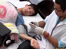 Examined Asia twink shoots cum while barebacked by medic asian gay boys sexy innerwear sex videos